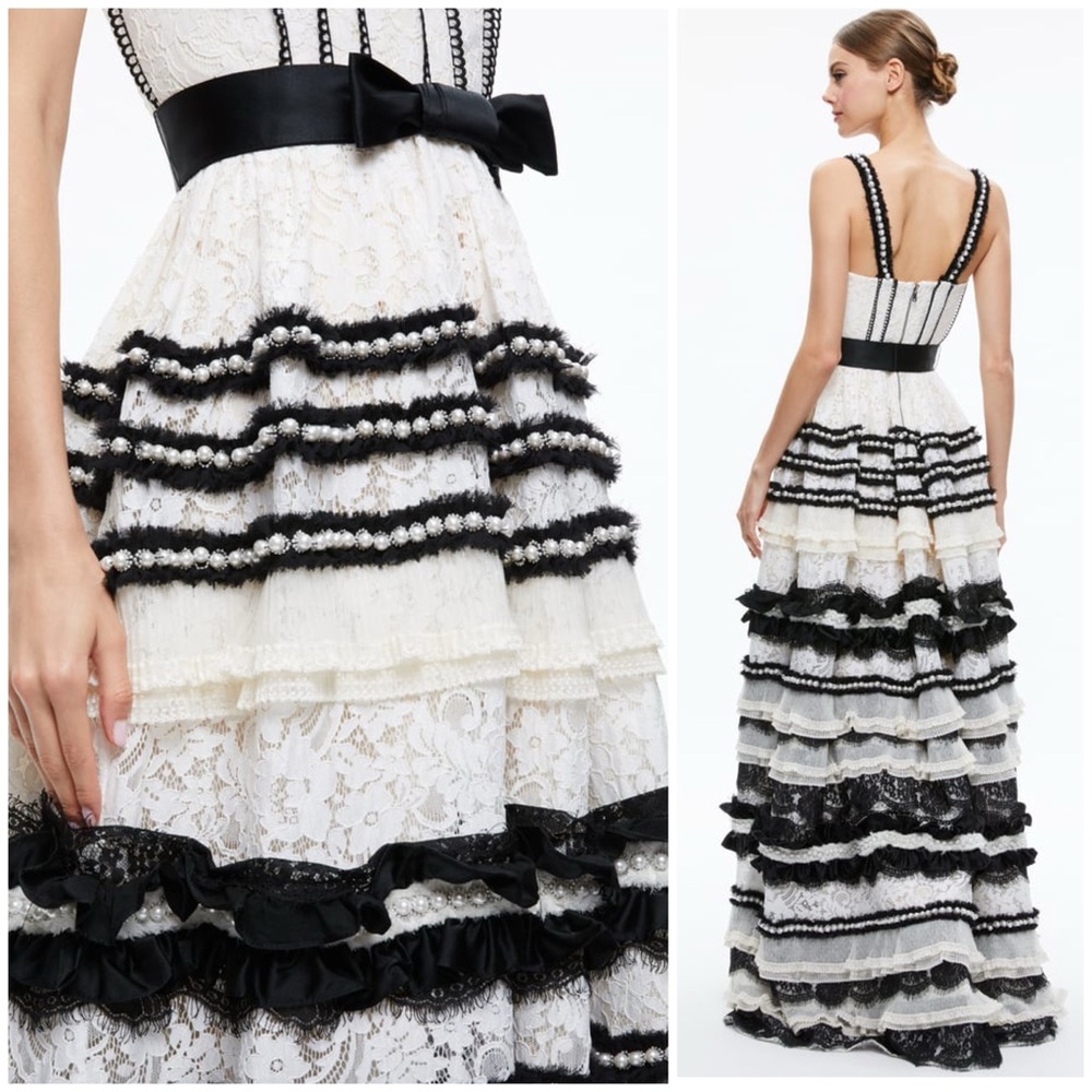 ALICE + OLIVIA DENITA BUSTIER RUFFLE GOWN - Picture 7 of 17